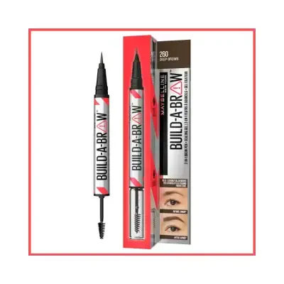 Maybelline New York Bulid A Brow 2 In 1 Brow Pen Kaş Sabitleyici Kalem & Jel - 260 Deep Brown - Maybelline New York