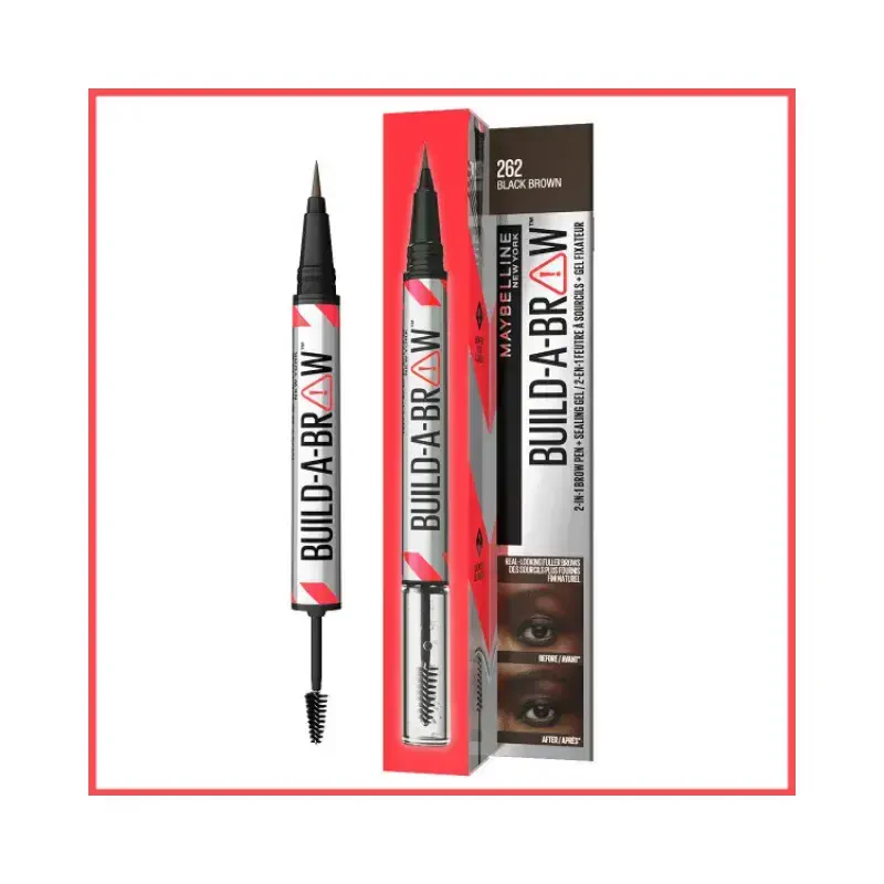 Maybelline New York Bulid A Brow 2 In 1 Brow Pen Kaş Sabitleyici Kalem & Jel - 262 Black Brown -1