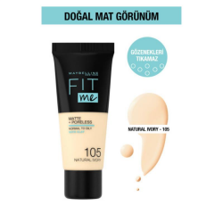 Maybelline New York Fit Me Matte+Poreless Fondöten - 105 Natural Ivory - 2