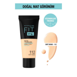 Maybelline New York Fit Me Matte+Poreless Fondöten - 112 Soft Beige - 5