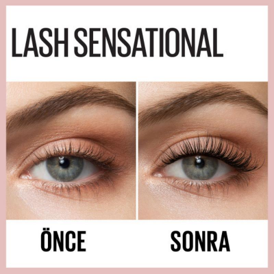 Maybelline New York Lash Sensational Yelpaze Etkili Suya Dayanıklı Siyah Maskara - 5