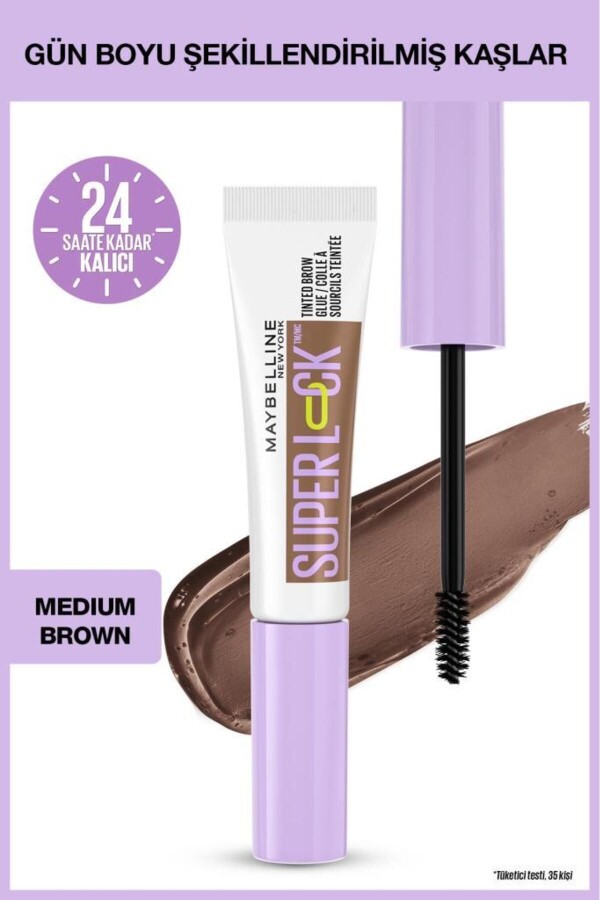 Maybelline New York Super Lock Brow Glue Kaş Sabitleyici Maskara 7 ml - Medium Brown -1