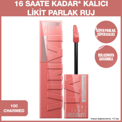 Maybelline New York Super Stay Vinyl Ink Likit Parlak Ruj - 100 Charmed - 2