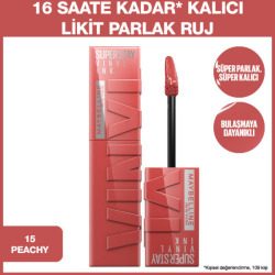 Maybelline New York Super Stay Vinyl Ink Likit Parlak Ruj - 15 Peachy - 5