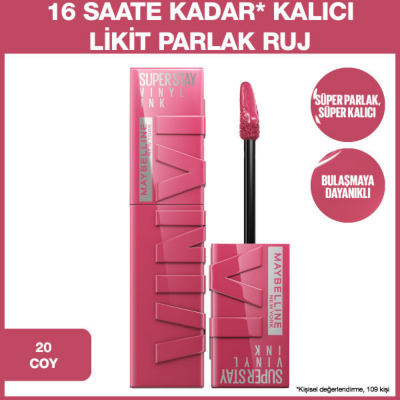 Maybelline New York Super Stay Vinyl Ink Likit Parlak Ruj - 20 Coy - 2