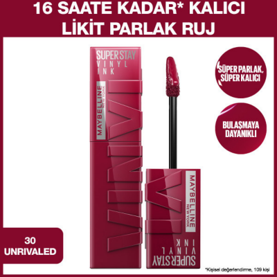 Maybelline New York Super Stay Vinyl Ink Likit Parlak Ruj - 30 Unrivaled - 2