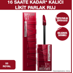 Maybelline New York Super Stay Vinyl Ink Likit Parlak Ruj - 55 Royal - 2