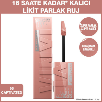 Maybelline New York Super Stay Vinyl Ink Likit Parlak Ruj - 95 Captivated - 2