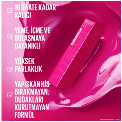 Maybelline Super Stay Vinyl Ink Likit Parlak Ruj - 155 Upbeat - 5