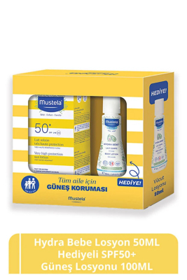 Mustela Güneş Losyonu SPF50+ 100 ml + HydraBebe Vücut Losyonu 50 ml - 1