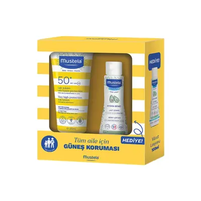 Mustela Very High Protection Sun Lotion SPF50+ 200ml - Hydrabebe Vücut Losyonu 100 ml Avantajlı Paket - 1
