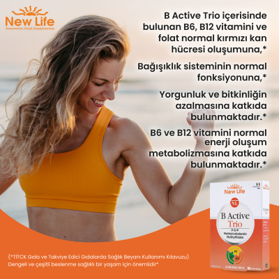 New Life B Active Trio Takviye Edici Gıda 30 Kapsül - 9