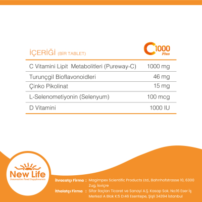 New Life C-1000 Plus Takviye Edici Gıda 30 Kapsül - 3