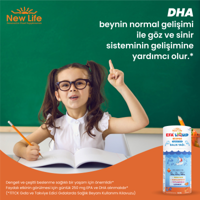New Life Efa Liquid Portakal Aromalı Balık Yağı 150 ml - 6