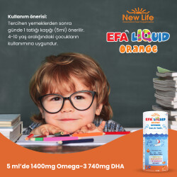 New Life Efa Liquid Portakal Aromalı Balık Yağı 150 ml - 8