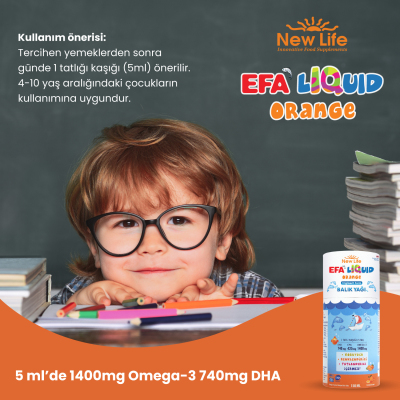 New Life Efa Liquid Portakal Aromalı Balık Yağı 150 ml - 8