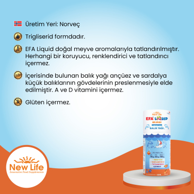 New Life Efa Liquid Portakal Aromalı Balık Yağı 150 ml - 9