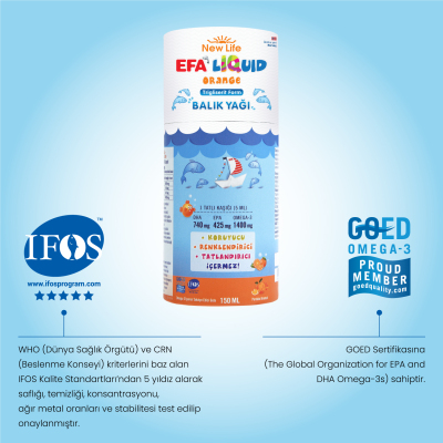 New Life Efa Liquid Portakal Aromalı Balık Yağı 150 ml - 12