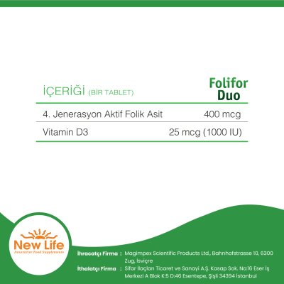 New Life Folifor Duo Vitamin D3 ve Quatrefolic 30 Tablet - 7