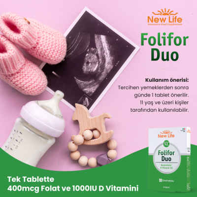 New Life Folifor Duo Vitamin D3 ve Quatrefolic 30 Tablet - 8