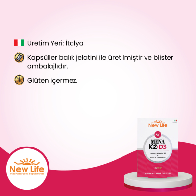 New Life Mena K2+D3 Takviye Edici Gıda 30 Kapsül - 4