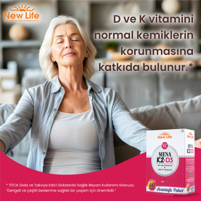 New Life Mena K2+D3 Takviye Edici Gıda 60 Kapsül - 4