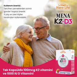 New Life Mena K2+D3 Takviye Edici Gıda 60 Kapsül - 9