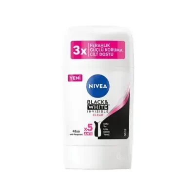 Nivea Black&White Invisible Clear Kadın Stick Deodorant 50 ml - Nivea