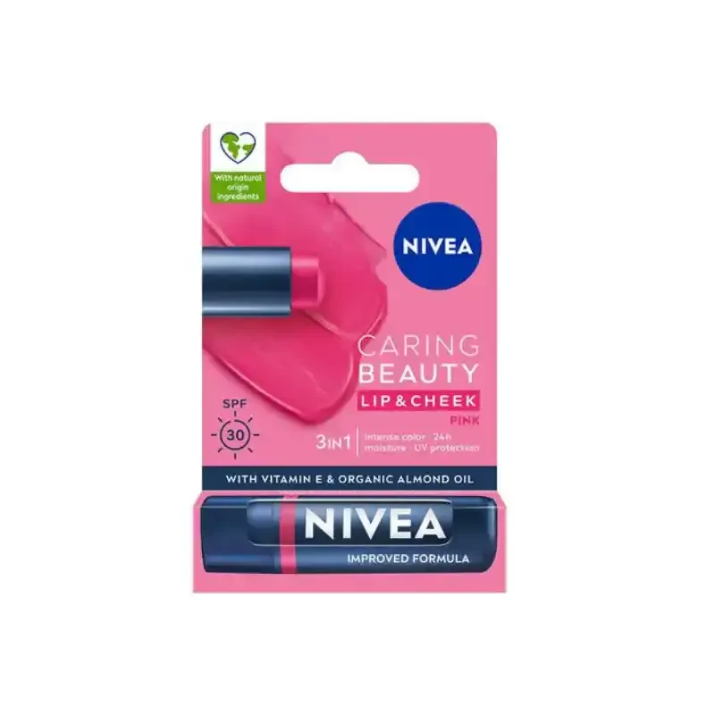 Nivea Caring Beauty SPF30 Dudak Bakım Kremi 4.8 gr - Pink -1