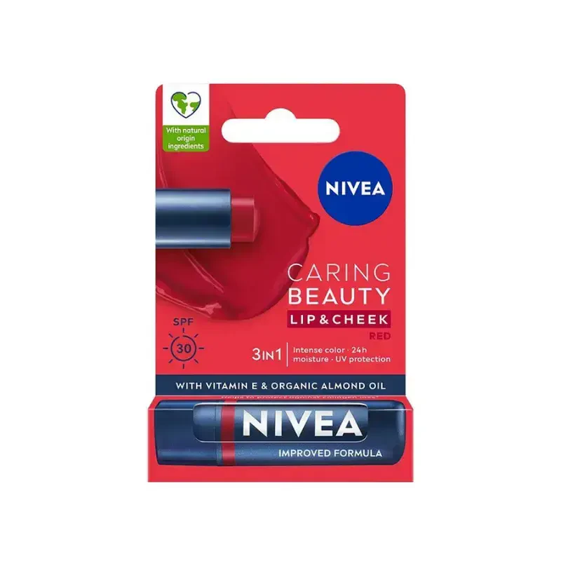 Nivea Caring Beauty SPF30 Dudak Bakım Kremi 4.8 gr - Red -1