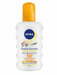 Nivea Sun Kids Hassas Koruma Spf 50+ 200 ml Çocuklar İçin Güneş Spreyi - Nivea