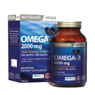 Nutraxin Omega 3 Balık Yağı 2000 mg 60 SoftGel - 1
