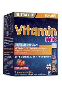 Nutraxin Vitamin Mix Çilek Aromalı +4 Yaş Takviye Edici Gıda 25 ml x 7 Saşe - 1