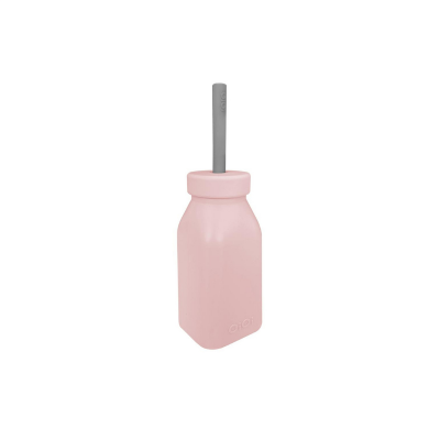 OiOi Silikon Şişe+Pipet Pinky Pink Powder Grey - 1