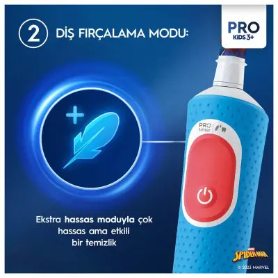 Oral-B D103 Vitality Pro Çocuklar İçin Şarj Edilebilir Diş Fırçası - Spiderman - 3