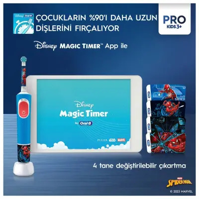 Oral-B D103 Vitality Pro Çocuklar İçin Şarj Edilebilir Diş Fırçası - Spiderman - 8