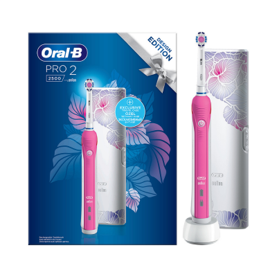 Oral-B Pro 2 2500 Şarj Edilebilir Diş Fırçası Flora Pembe + Seyahat Kabı Hediyeli - 1
