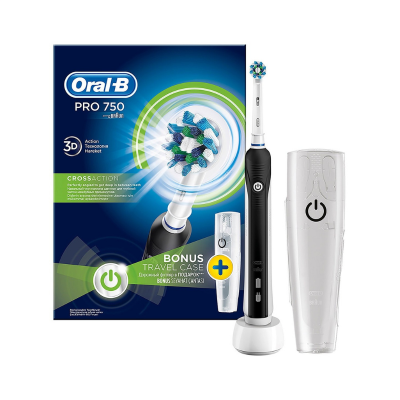 Oral-B Pro 750 Cross Action Şarj Edilebilir Diş Fırçası Siyah (Seyahat Kabı Hediyeli!) - 1