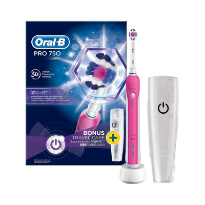 Oral-B Pro 750 Pembe Şarj Edilebilir Diş Fırçası+Seyahat Kabı Hediyeli - 1