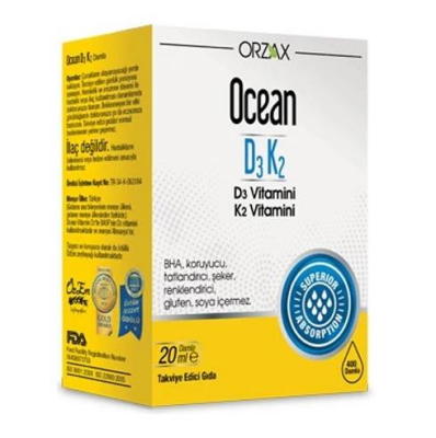Orzax Ocean D3K2 Vitamin Damla 20 ml - 1