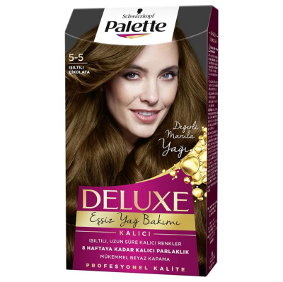 Palette Deluxe 5-5 Altın Parıltılı Çikolata Saç Boyası - 1