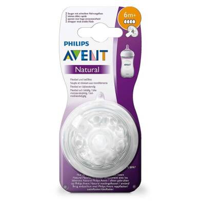 Philips Avent SCF044/27 Natural Biberon Emziği Hızlı Akış 4 Delik 6 Ay 2li - 1