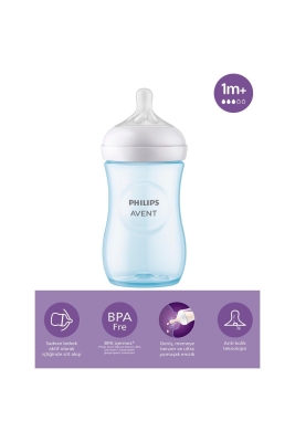 Philips Avent SCY903/21 Doğal Tepkili Pp Mavi Biberon 1+ Ay 260 ml - 2