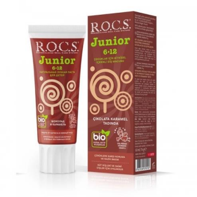 Rocs Junior 6-12 Yaş Diş Macunu Çikolata ve Karamel Aromalı 60 ml - 1