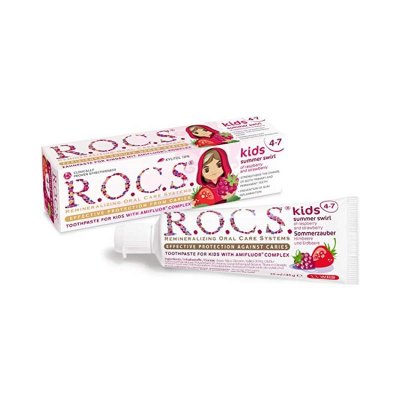 ROCS Kids 4-7 Yaş Meyveli Çocuk Diş Macunu 35ml (Ahududulu-Çilekli) - 1