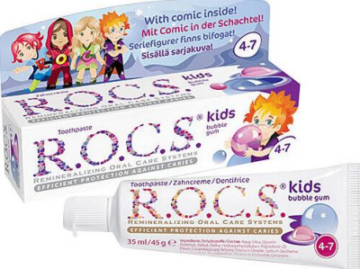 Rocs Kids 4-7 Yaş Meyveli Çocuk Diş Macunu (Balon Sakızı) 35ml - 1