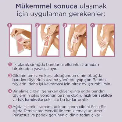 Sesu Hassas Ciltler İçin Vücut Ağda Bandı 12 Adet - 3