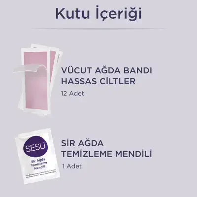 Sesu Hassas Ciltler İçin Vücut Ağda Bandı 12 Adet - 4