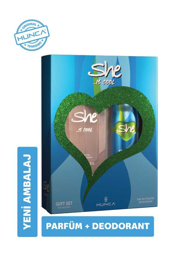 She Cool 150 ml Deo Sprey + 50 ml Kadın Parfüm Seti -1