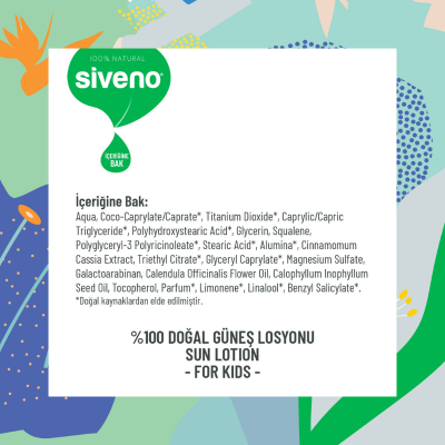 Siveno %100 Doğal Çocuklar Için Güneş Losyonu 100 ml - 6